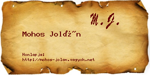 Mohos Jolán névjegykártya