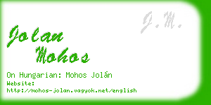 jolan mohos business card
